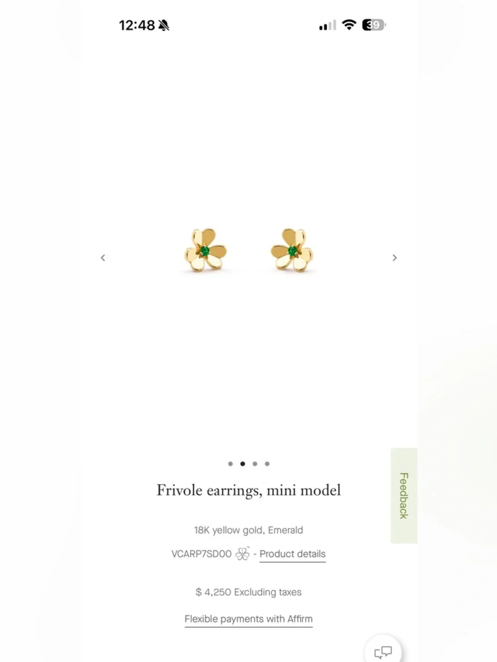 Van Cleef & Arpels Frivole earrings, mini model, 18K Yellow Gold and Emerald - Picture 6 of 8